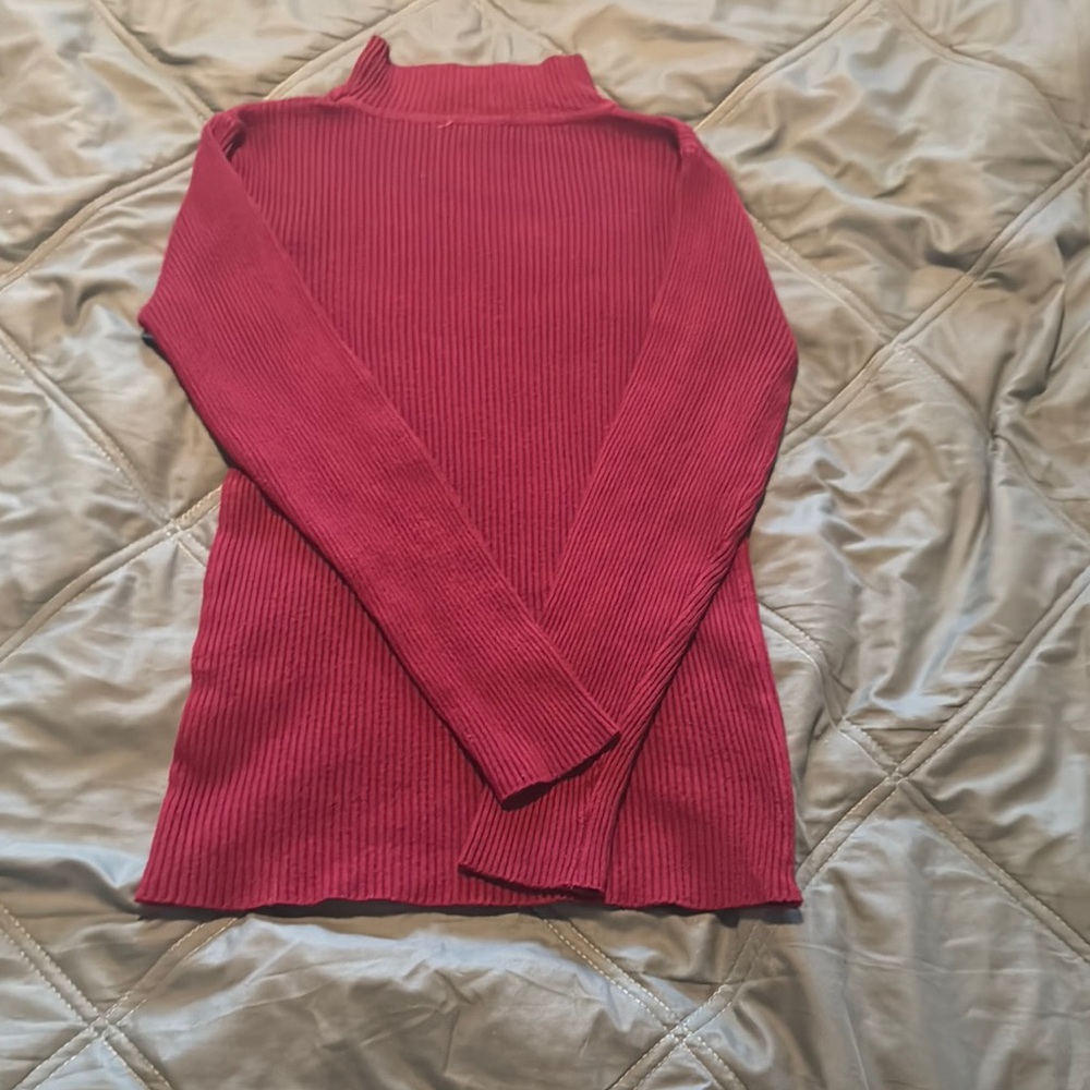 Women's Red Ribbed Sweater